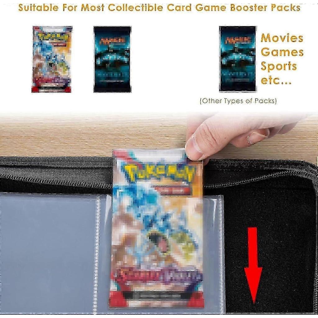 Booster Pack Binder, Holds 48 Booster Packs, 4-pocket Booster Pack Holder With 12 Sleeves, Display Protector