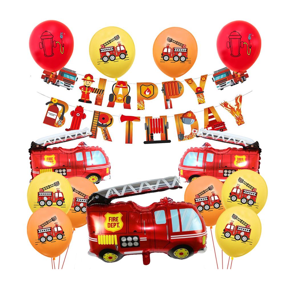 Fire Truck Series Children'S Birthday Party Balloons Decorative Supplies Arrangement Digital Balloons