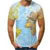Мужская летняя одежда, футболка с 3D-принтом карты мира, повседневные свободные топы с круглым вырезом и короткими рукавами, дышащая спортивная одежда, футболки