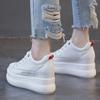 Женские белые кроссовки на платформе — корейский стиль 2020 года, натуральная кожа, увеличенная внутренняя высота, повседневный и универсальный дизайн