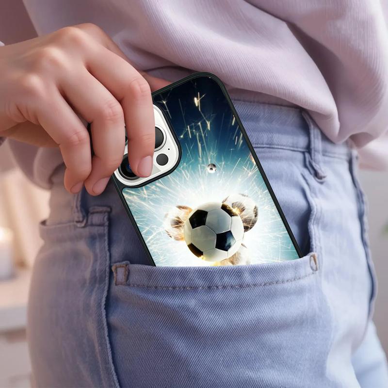 Fire Football Soccer Ball Phone Case For iPhone 17 Air 15 16e 14 13 Pro Max Coque 12 11 Pro Max PLUS cover