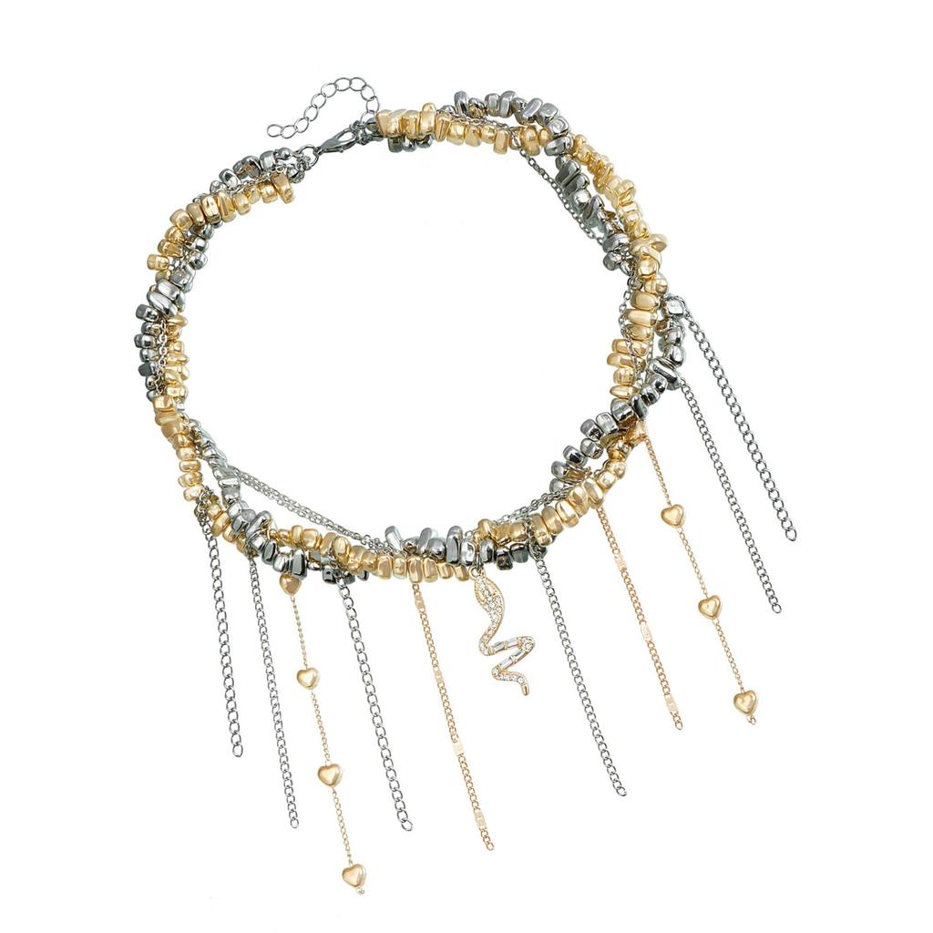 Нерегулярное ожерелье с сердечками и кисточками из бисера и подвеской в виде змеи, портативное для женщин, ищите уникальные модные аксессуары