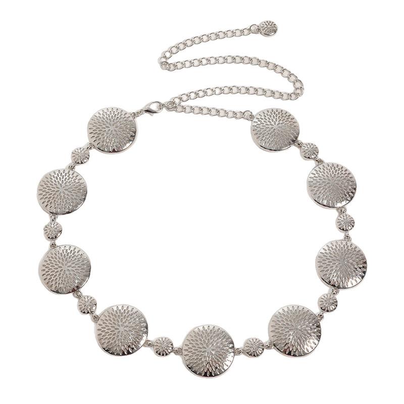 Новый стиль женской поясной цепочки высокого класса с металлическими ажурными узорами и геометрическим дизайном