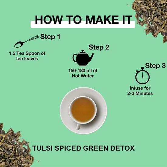 TEA SENSE Tulsi Spiced Green Detox | Листовой чай | 100 г | Смесь зеленого чая, тулси и индийских трав | 50+ чашек
