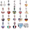 Подвески-шармы в форме сердца с национальными флагами для Originalcharms Браслет-подвеска Брелок Медный Шарм-бусина Для Женских Украшений