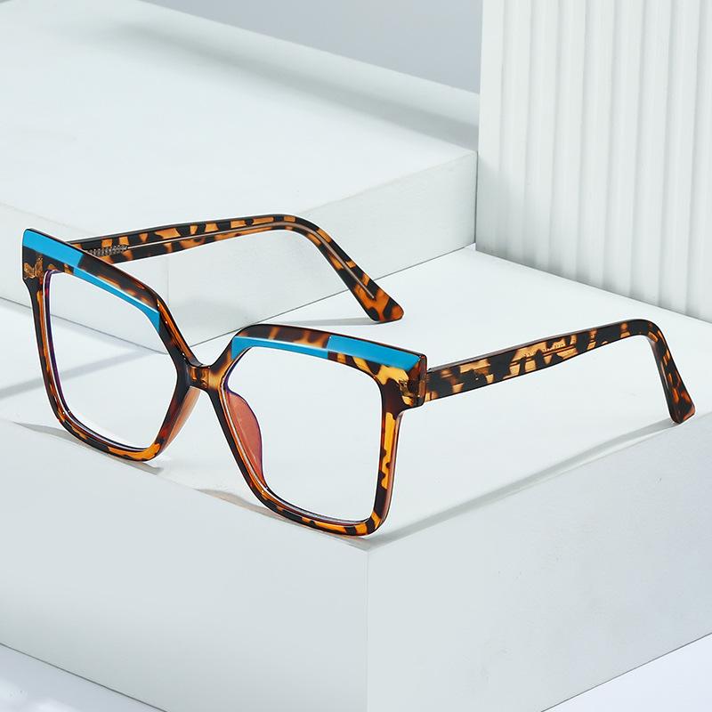 Personalized Tr90 Anti-Blue Light Large Frame Flat Mirror, Contrasting Color Glasses Frame