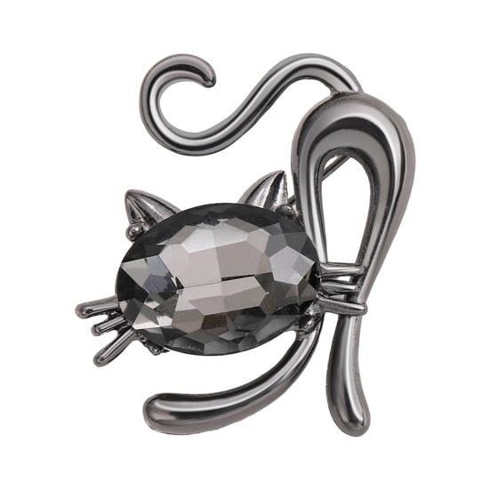 Элегантная блестящая брошь с инкрустацией стразами, яркий цвет, милый кот, булавка, шаль, шарф, значок на воротник, аксессуары для костюма