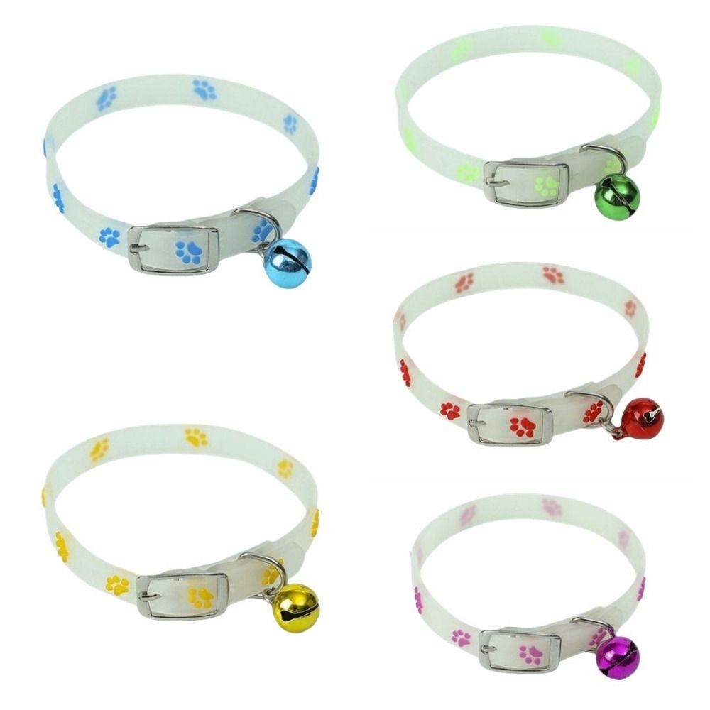 Adjustable Adjustable Cat Collar Claw Printed Silicone Pet Luminous Collar Anti-Loss Glow In The Dark Dog Collar Small Dogs