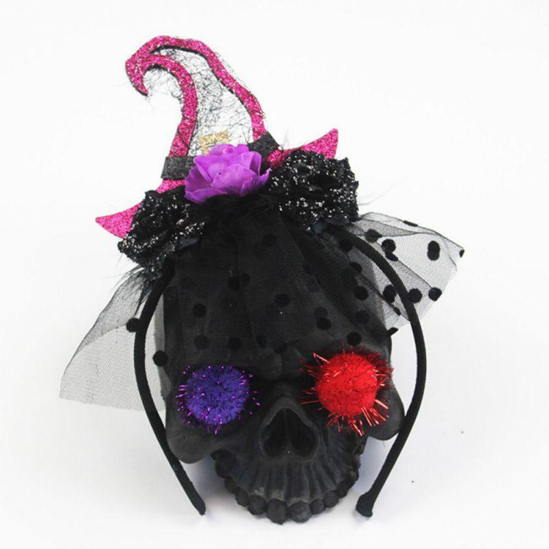 Шляпа ведьмы на Хэллоуин, головной убор, кружевная шляпа ведьмы, обруч для волос для девочек, повязка на голову для вечеринки на Хэллоуин, реквизит для косплея, аксессуары для волос