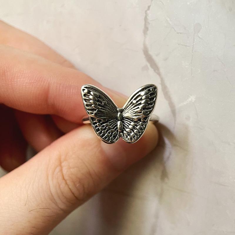 Ретро Кольцо Маленькая Бабочка для Женщин Сплав Цинка Цвет Панк Готика Регулируемое Открытое Кольцо Милые Циркониевые Аксессуары любовь Подарок для Девушки