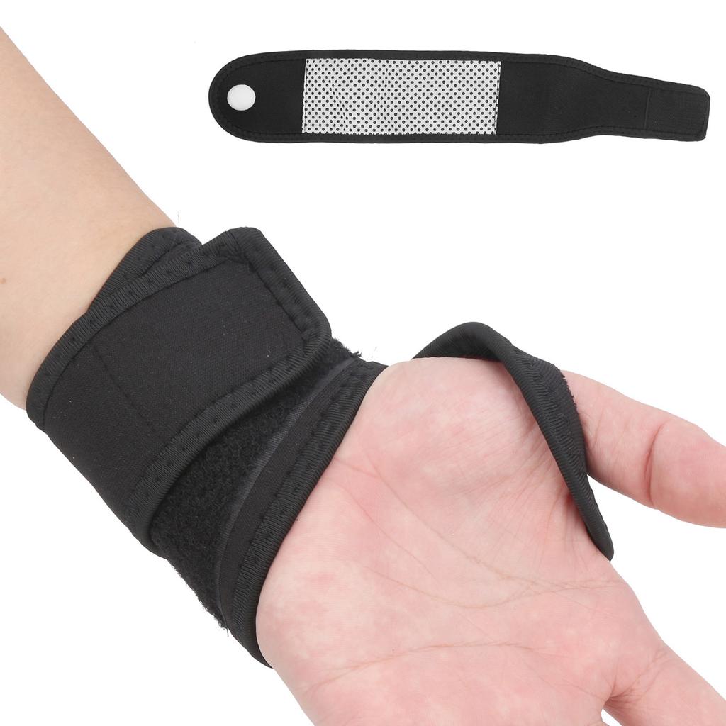 Selfheating Magnet Wrist Support Brace Winter Keep Warm Band Sports Tourmaline Wristband(Full Black )