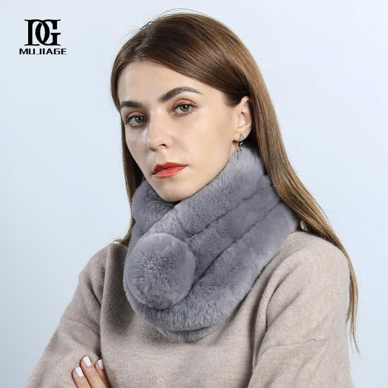 Rabbit Fur Scarf Neck Women's Winter Korean Version Thickened Versatile Winter Double Sided Rex Rabbit Fur Fur Scarf Neck