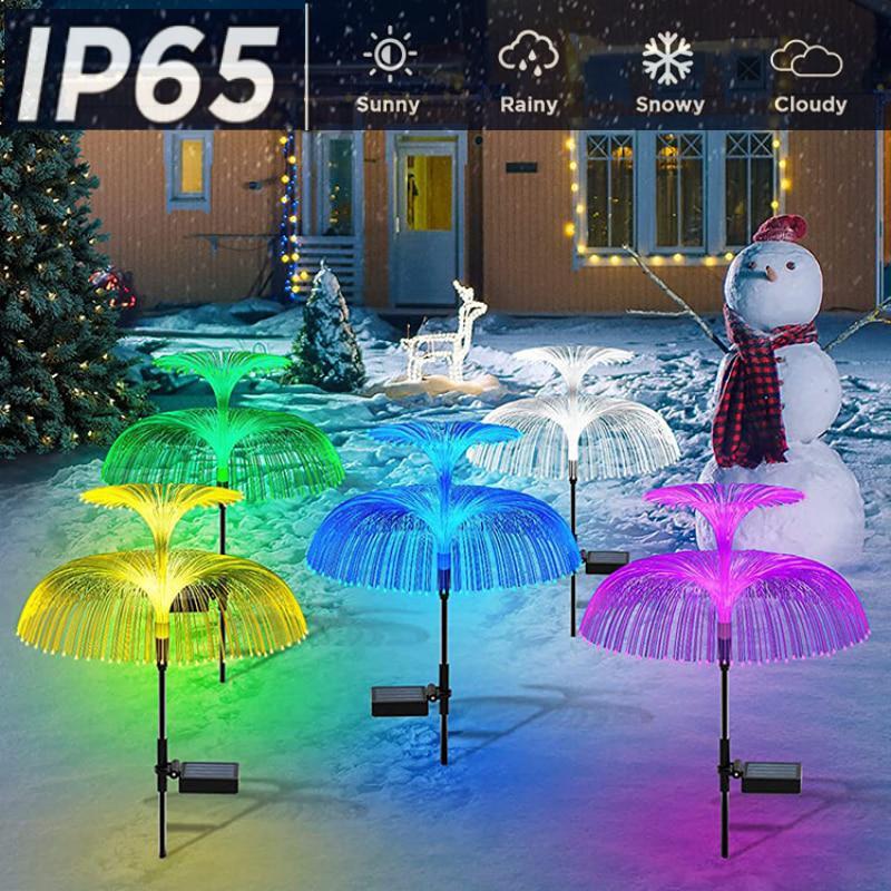 2/1Pcs Solar Double-Layer Jellyfish Light LED Garden Light Outdoor Waterproof Lawn Light for Backyard/Pathway/Holiday Decor