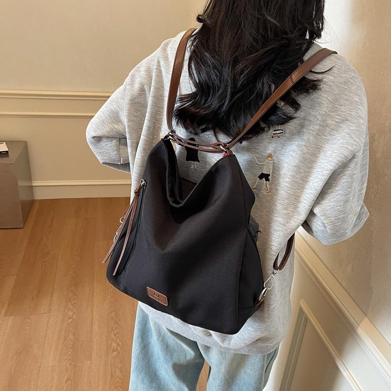 Student Class Canvas Bag Women's 2025 New Spring Large-capacity Backpack Commuter Shoulder Underarm Tote Bag