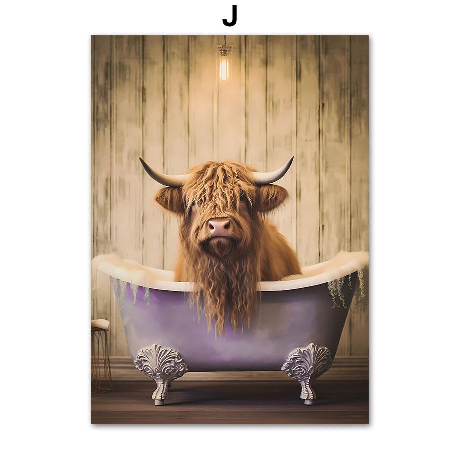 Забавный юмор для ванной комнаты Зебра Жираф Лев Свинья Собака Кошка Крупный рогатый скот Пингвин Сова Стена Домашний Декор Туалет Плакат Художественная печать Холст Картина