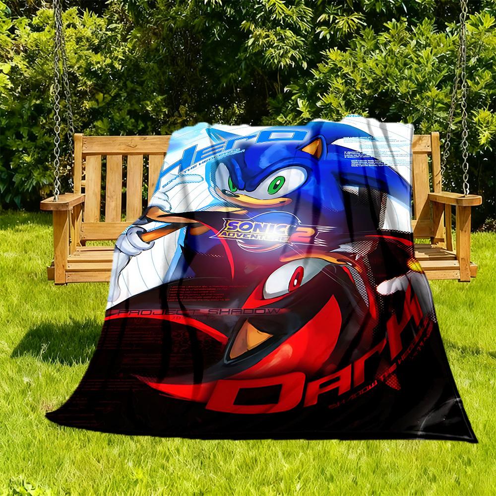 1 шт. Плед Sonic Adventure 2 для активного отдыха на природе, легкий, фланелевый, мягкий и теплый, подходит для всех сезонов: для дивана, отдыха на природе, кемпинга, гостиной, офиса.