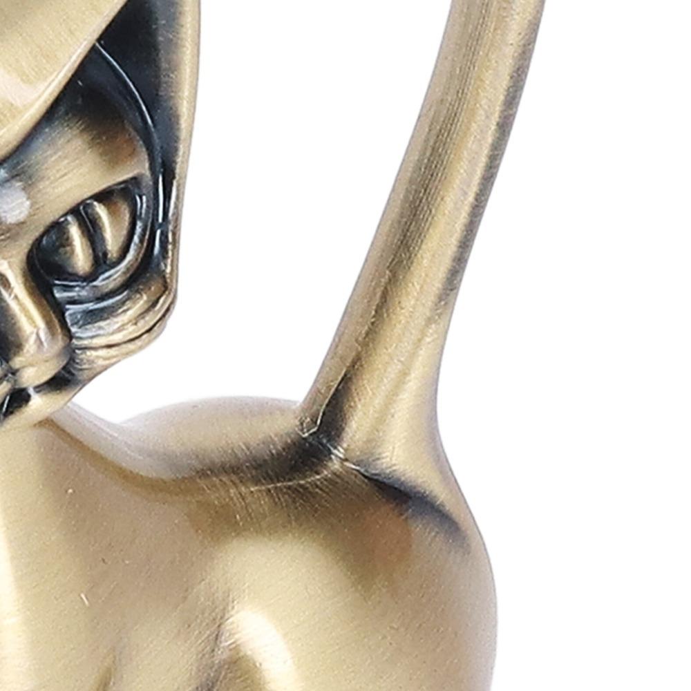 Handcrafted Cat Ring Holder Solid Brass Feline Sculpture Cat Statue Home Office Decor