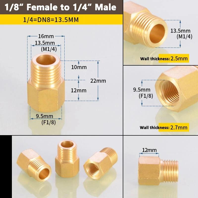 Латунный переходник-редуктор 1/8" 1/4" 3/8" 1/2" BSP для воды, разъем "мама" на "папу", адаптер для воды и газа, соединитель-муфта