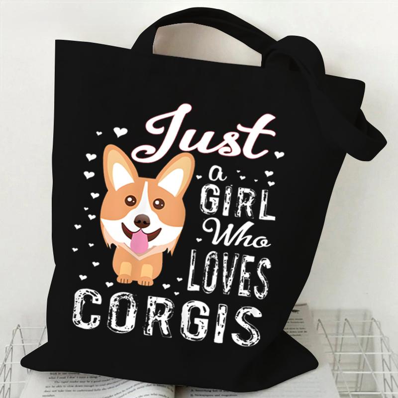 Сумка-тоут Loves Corgis Print Canvas Tote женская сумка для покупок подростковая складная большая вместительная сумка Corgis Lover через плечо