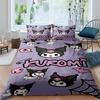 3D Printed Kuromi Cartoon Three-piece Bedding Set, Duvet Cover Set, Includes Pillowcases, No Filling.