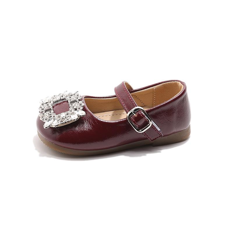 Girls' square-toed full-diamond leather shoes2026Spring and summer new style dance performance shoes for children, toddlers, and older kids, solid