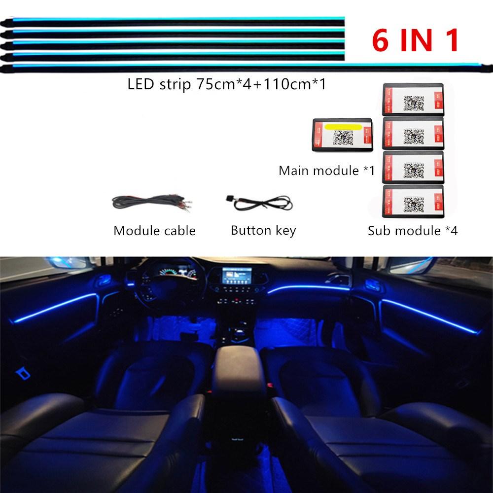 Универсальный светодиодный светильник Symphony Car Ambient Light 64 RGB Color Car Interior Acrylic Light Guide Decoration Atmosphere Light 18/10/6 в 1