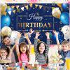 Navy Blue Birthday Confetti Balloons Kit Set 50 Pieces Photography Backdrop Banner Package for Boys Girls Men Women Birthday Party Decorations