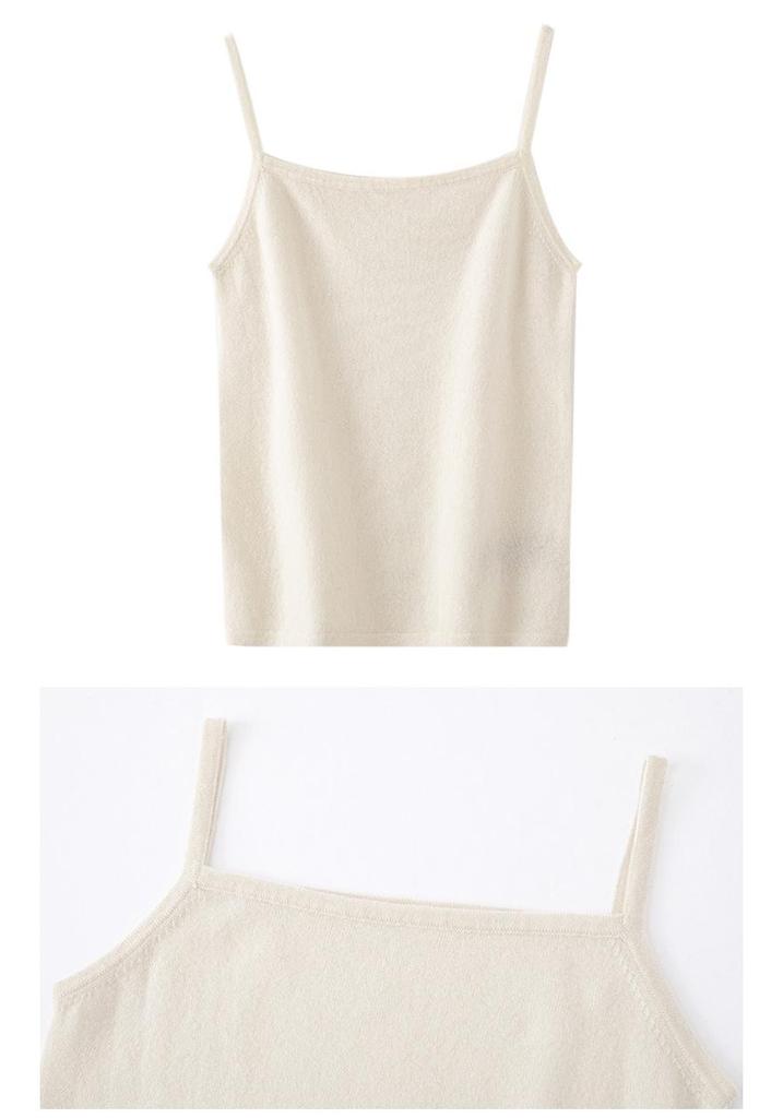 Le Kasha Women's Pure Cashmere Soft Sleeveless Camisole with Double Straps - Solid Autumn/Winter Wear
