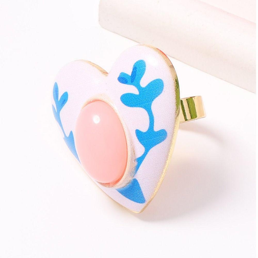 Creative Design Drip Oil Rings Exquisite Craftsmanship Heart Shaped Rings For Women