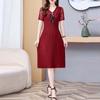 Fashion Summer Chiffon Dresses Plus Size Elegant Slim Short Sleeve Long Dresses Female Vintage Summer Clothes