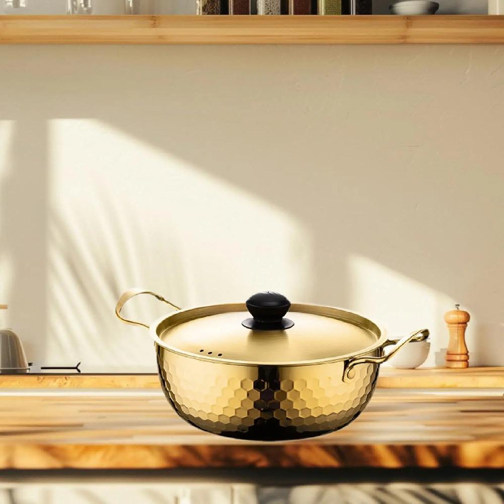 Корейская кастрюля для рамэн из нержавеющей стали с двойной ручкой, молочная кастрюля, посуда, кастрюля для супа, индукционная плита