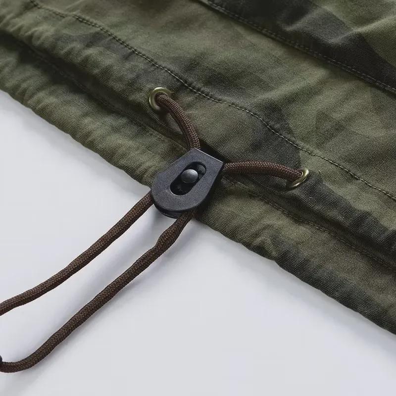 Куртка с капюшоном в стиле ретро-американского камуфляжа: Осенне-зимняя рабочая одежда для активного отдыха с полумолнией