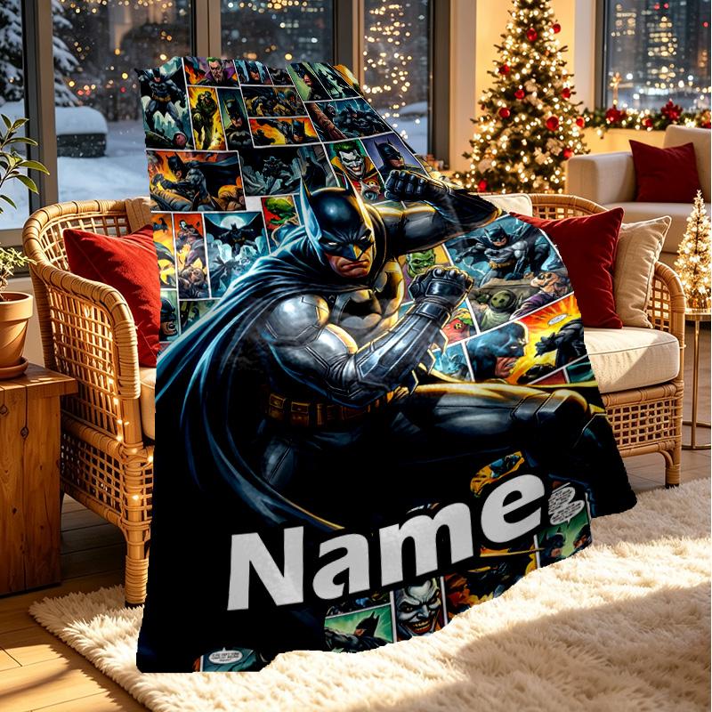 Custom Name Personalized Batman Print Blanket, Home Decor, Bedroom, Sofa, Camping, Couch, Gifts for Birthday ChristmasEnthusiasts