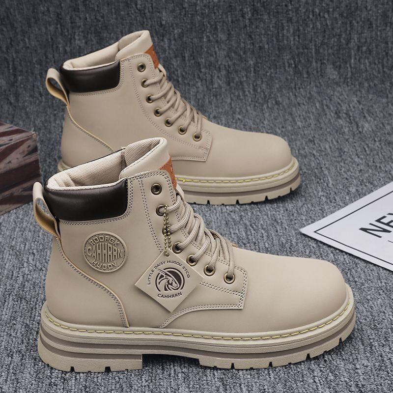 Martin Boots for Men and Women Couple Autumn and Winter New High-top British Style Work Boots Korean Style Thick-soled Non-slip Short Boots for Women