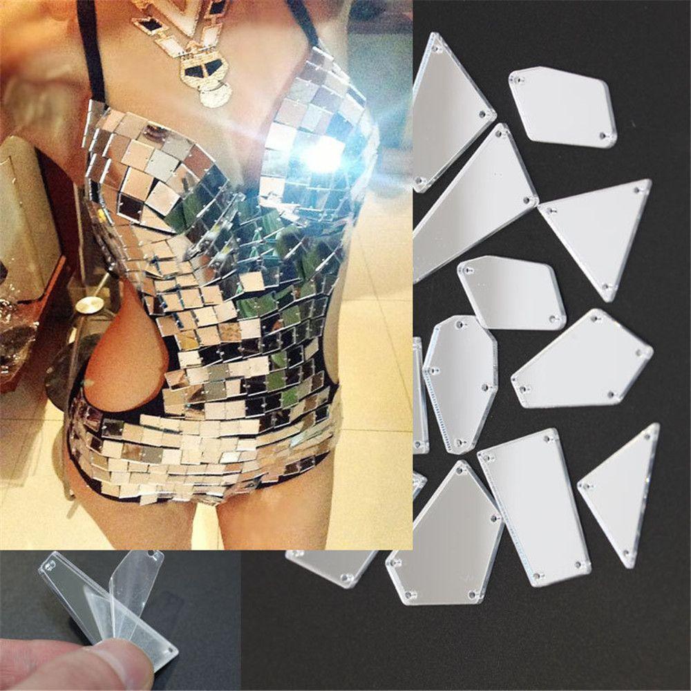 Серебристый Цвет Шитье Одежда Ювелирные Изделия Неправильные Пришивные Хрустальные Стразы Зеркальные Бусины Камни