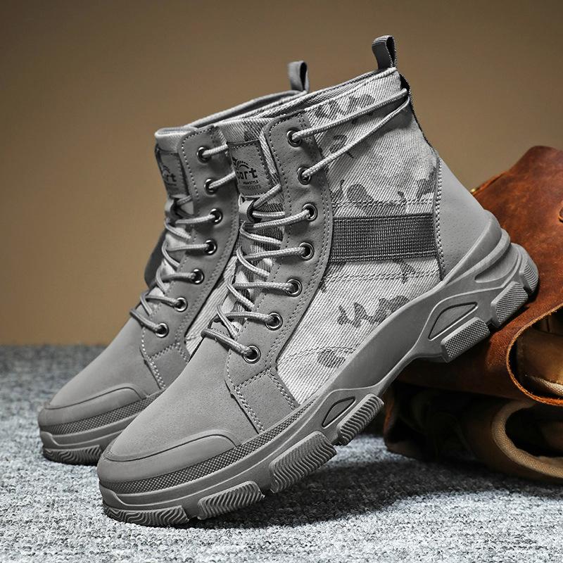 Men's boots 2025 new style men's shoes versatile camouflage workwear boots sports and leisure wear-resistant trendy shoes