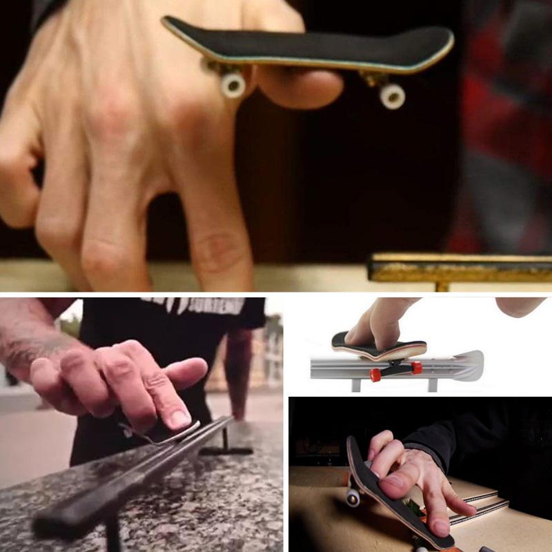 Finger Skateboard Bearing Wheels Skid Pad Maple Wood Finger Skateboard Alloy Stent Novelty Kids Toys