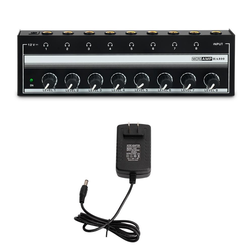 8 Channels Headphone Amplifier Mini Amplifier with Stereo/Mono Switch Professional Ultra-Compact HiFi Stereo Audio Amplifier