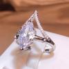 Новое роскошное V-образное кольцо с цирконием в форме конского глаза, женское кольцо 925, ювелирные изделия на день рождения, подарки, оптовая продажа