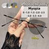 Безочковая фотохромная оправа «Кошачий глаз» для коррекции миопии с декором из страз и функцией защиты от синего света