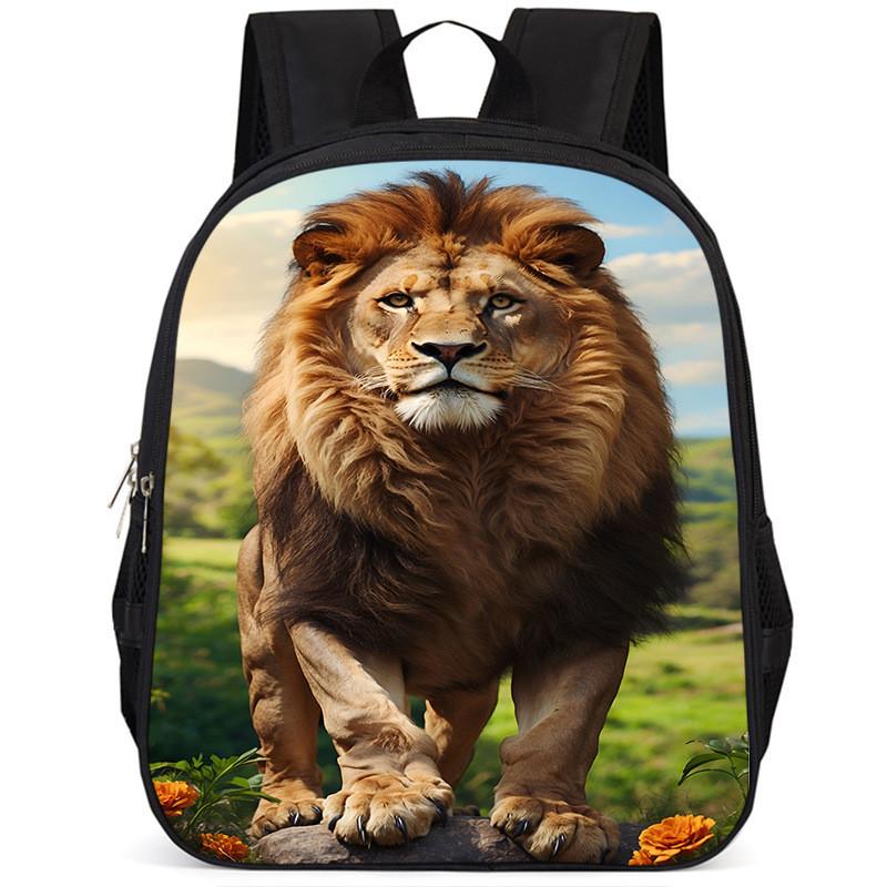 Вместительный школьный рюкзак Lion 15 дюймов из ткани Оксфорд для детей, легкий и эргономичный