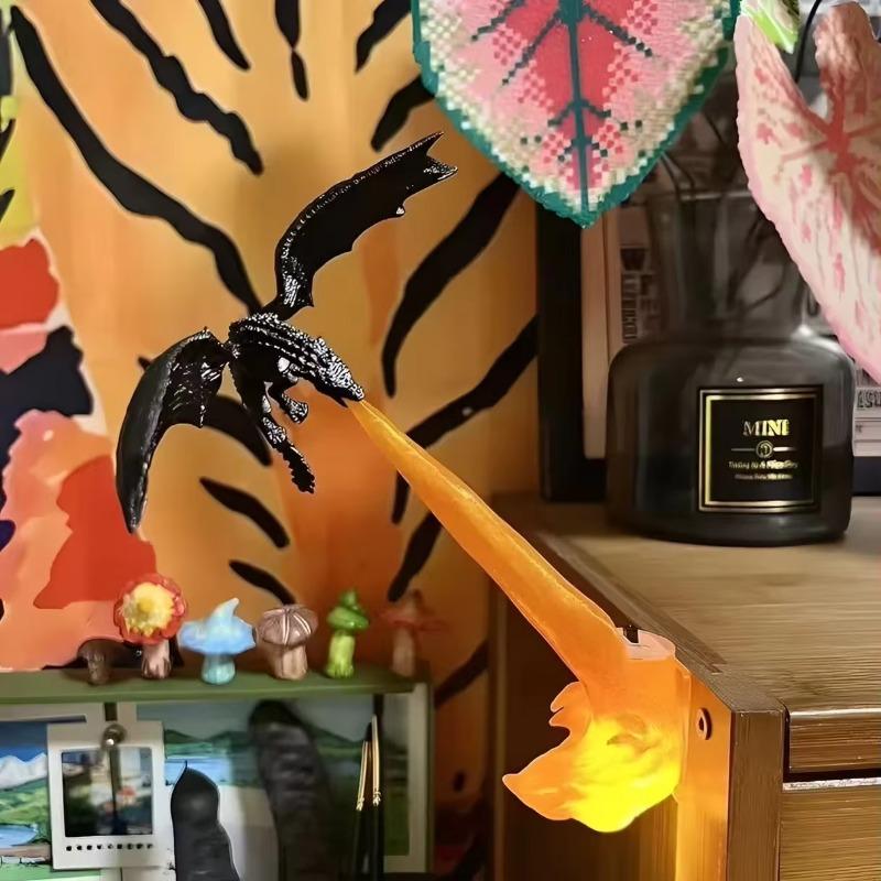 Fire Breathing Dragon Bookshelf Nook Light 3D Printed Flying Dragon Shelf Decor Lover Gift for Halloween Indoor Table Display