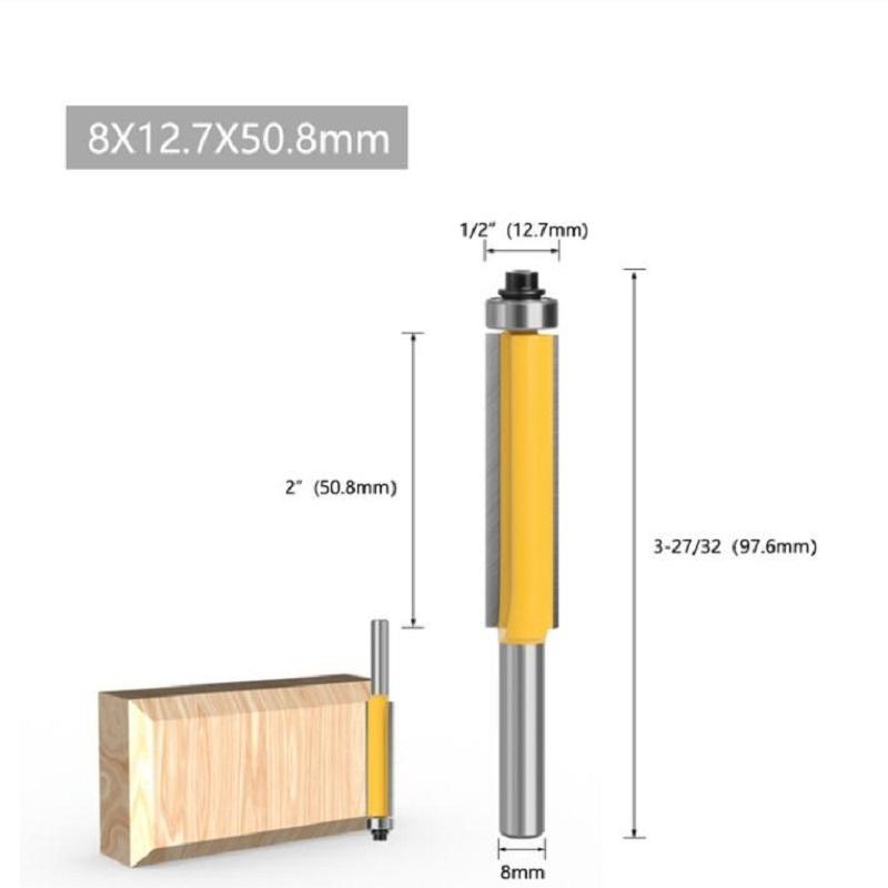 1/3 шт. 8 мм хвостовик с длинным лезвием шаблон шаблон бит карбида вольфрама заподлицо фрезы с подшипником для фрезы по дереву