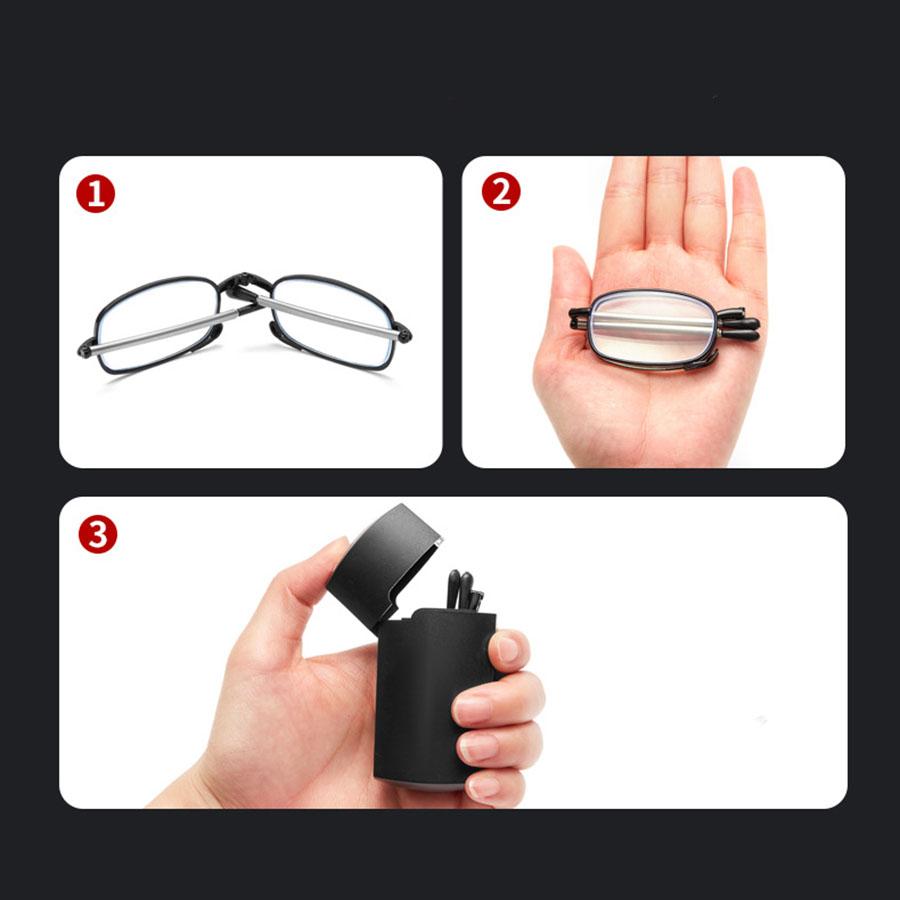 New 1 Pair Metal Compact Folding Anti-Blue Light Reading Glasses With Carrying Case