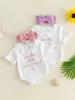 Adorable Toddler Floral Print Sleeveless Romper with Matching Bow Headband Set for Summer Outfits
