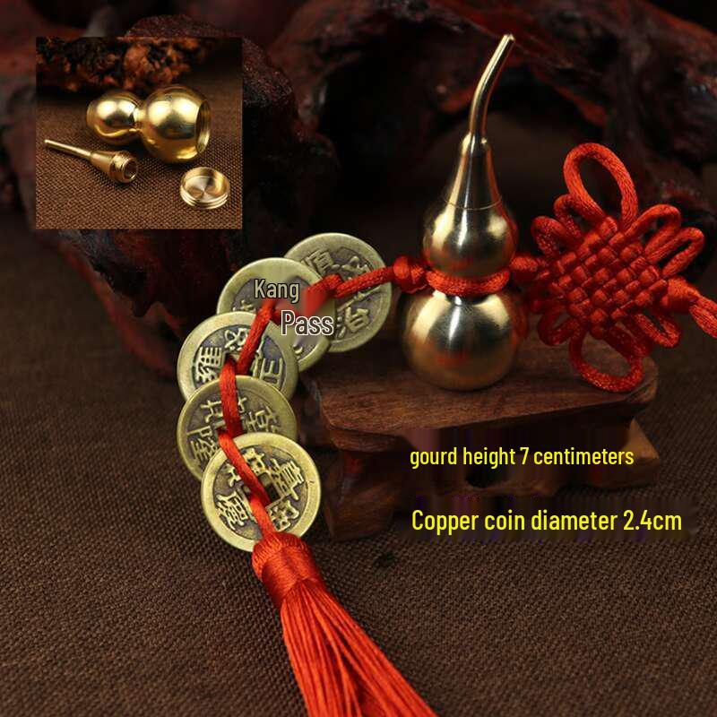 Красная нить Китайский узел Медная тыква и Монеты пяти императоров Подвесное украшение для дома или автомобиля
