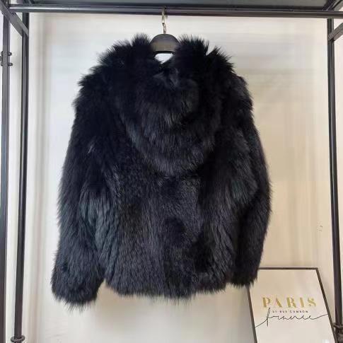 Winter new imitation fox fur woven imitation fur jacket women's bat sleeves big hat lazy wind fur top