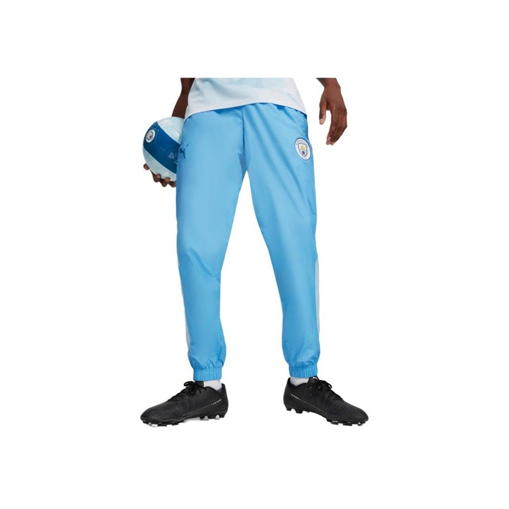 Puma Манчестер Сити Mcfc Prematch тканые брюки цветные блоки повседневные эластичный пояс тканые трикотажные спортивные брюки мужские брюки синий серебристо-серый 774373-02