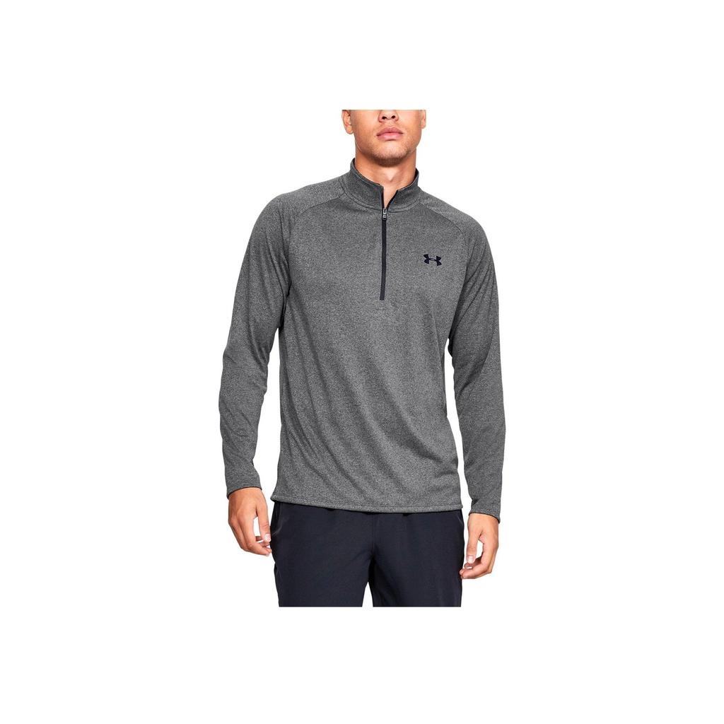 Under Armour Tech Logo Half-Zip Long Sleeve Sports Tee Men Tops Grey 1328495-090