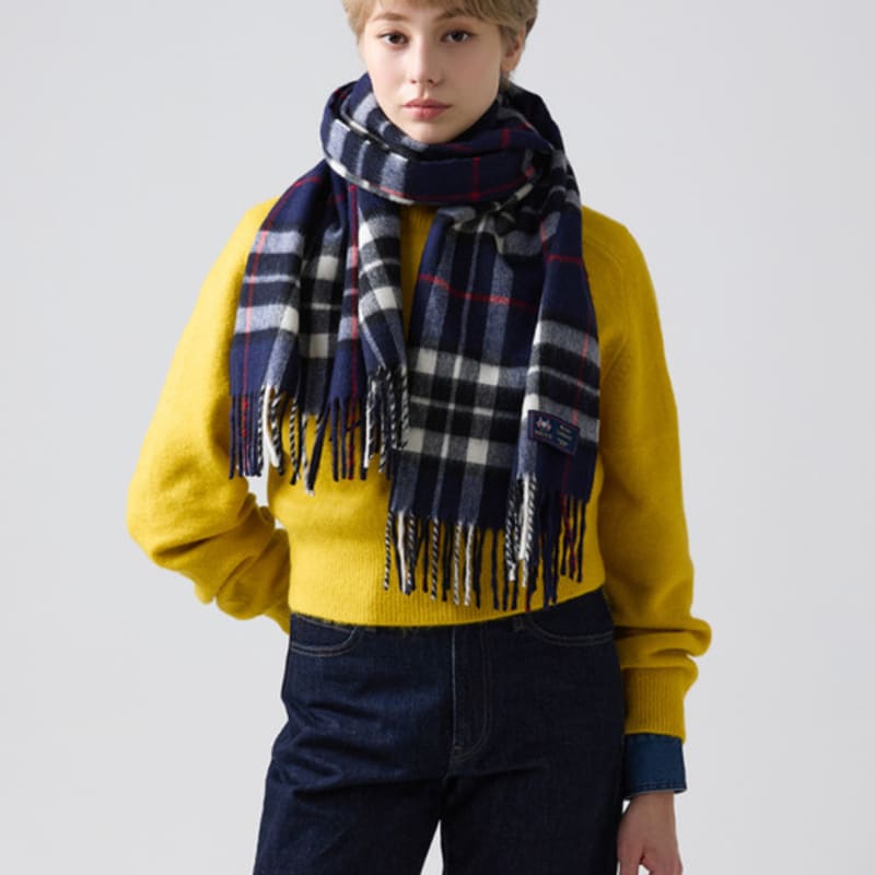 ABRAHAM MOON Шаль-шарф из мериносовой шерсти 50 см - Темно-синий Томпсон